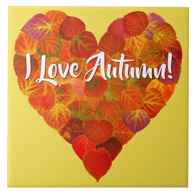 Adoro o outono!—Vermelho Aspen Coração 1 (Frente)