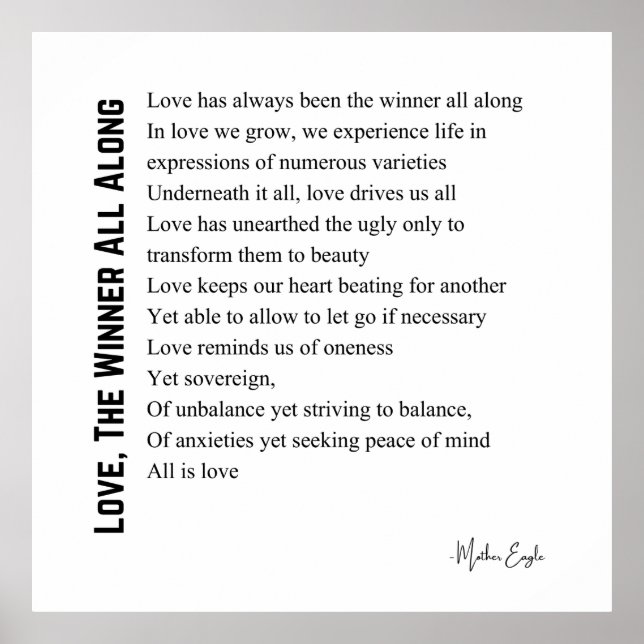 Adoro o vencedor todo o tempo poema poster (Frente)