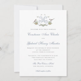 Adoro Pássaros "M" Monograma Convite para Casament