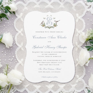 Adoro Pássaros "S" Monograma Convite para Casament