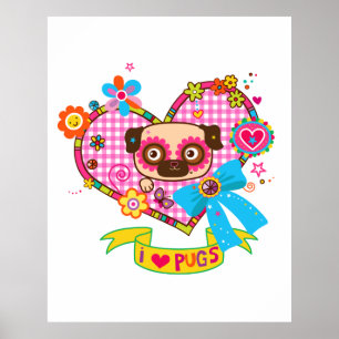 Adoro Pugs Poster