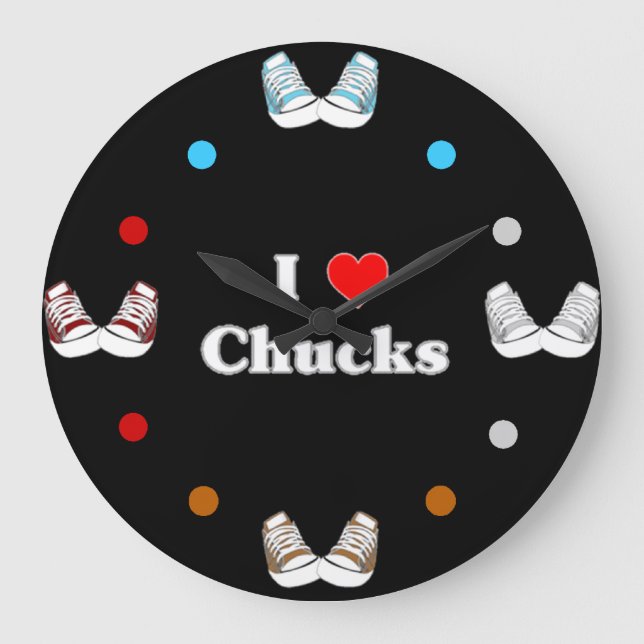 Adoro Relógio de Parede Chucks (preto) (Frente)