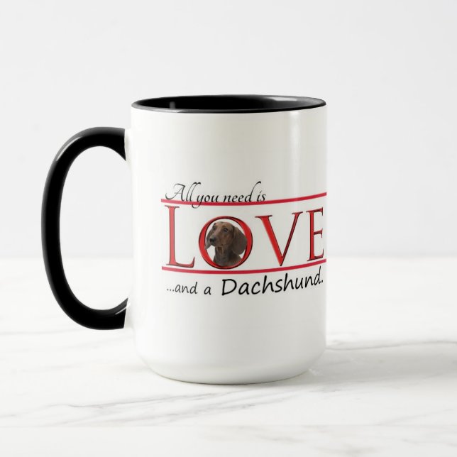 Adoro uma caneca Dachshund (Esquerda)