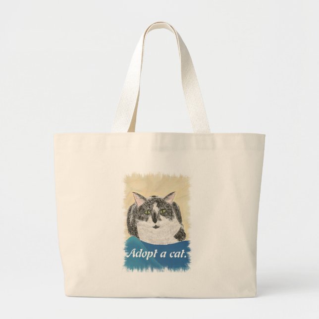 Adotar Bolsas de canvas de promoção de gatos (Frente)