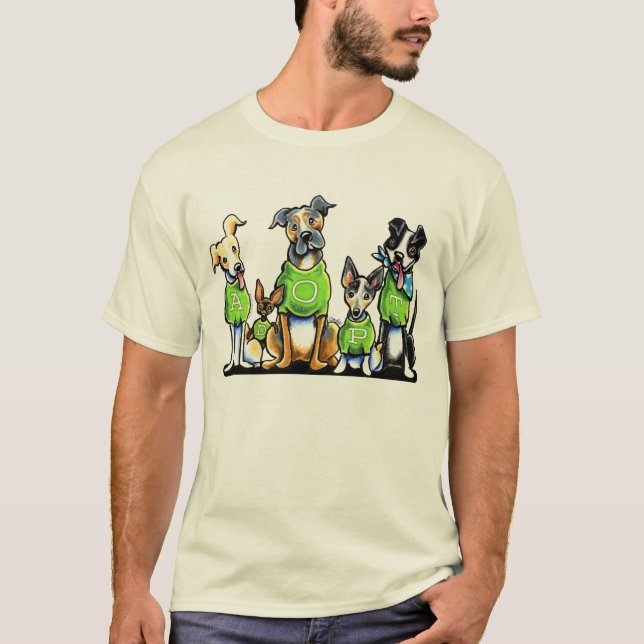 Adotar Cachorros-Abrigo Camisetas Verdes Pensar Ad (Frente)
