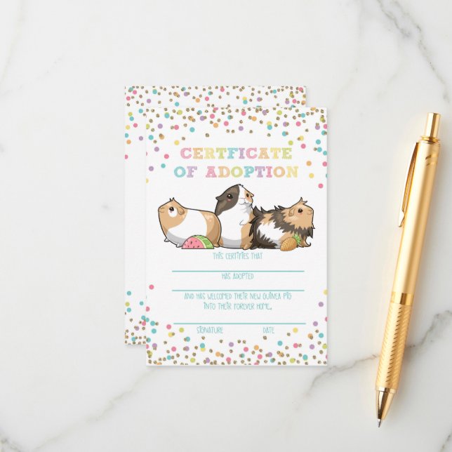 Adotar um Certificado de Adoção de Suíno-guineense (Frente/Verso In Situ)