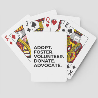 Adote. Cuide. Seja voluntário. Cartas de baralho