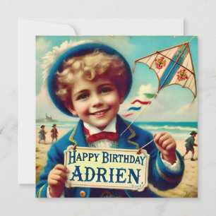 ADRIEN ~ Cartão de Aniversário ~ Kite Voadora ~ Ca