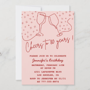 Adulto, 80 de aniversário, convite para ela