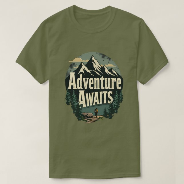 Adventure Await - camiseta para amantes de aventur (Frente do Design)
