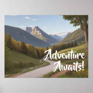 Adventure Await Mountain Giclée Art Poster Impress