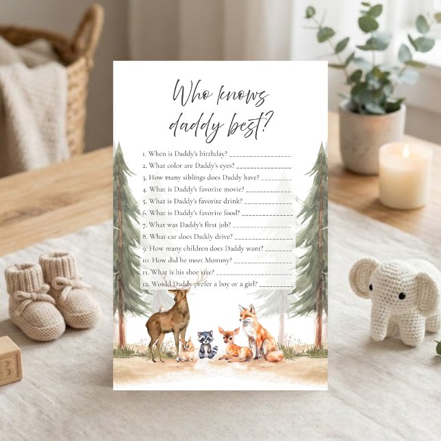 Adventure Begin Woodland Shower Who Knows Dad Game (Let the Adventure Begin Woodland Animals Baby Shower Who Knows Daddy Best Game)