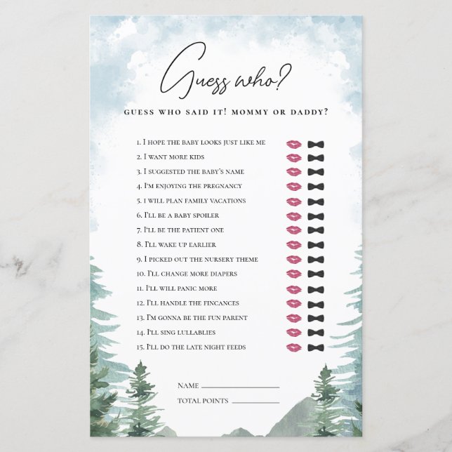 Adventure Chá de fraldas adivinha Mamãe ou jogo de (Frente)