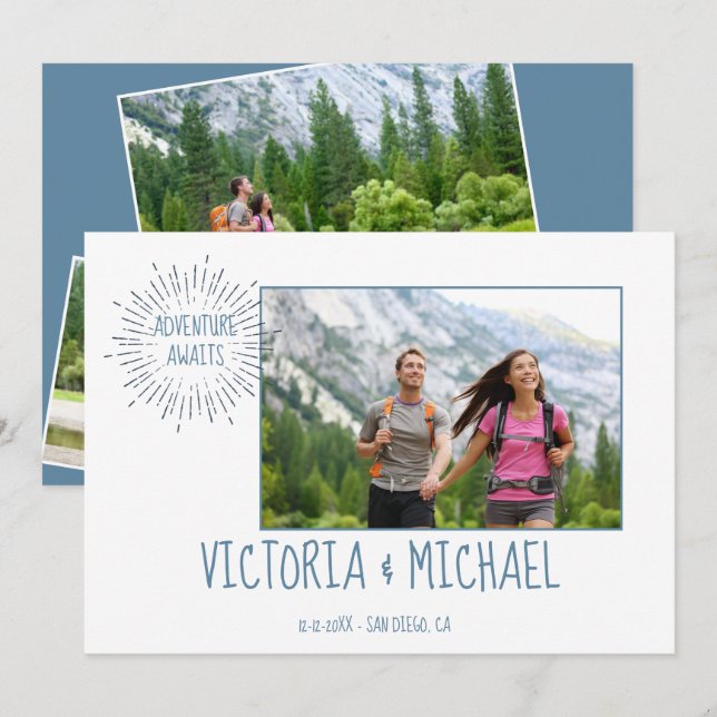 Adventure Wedding Foto Salvar data Convite (Frente/Verso)