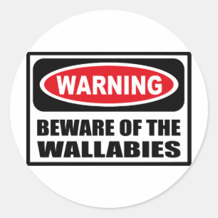 Advertir BEWARE da etiqueta dos WALLABIES