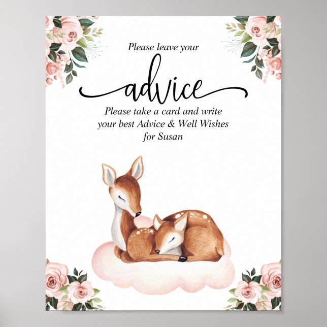 Advice Baby Shower Oh Deer Poster (Frente)