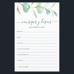 Advice e Desejo Espanhol<br><div class="desc">Estas lindas, botânicas, escritas à mão, folhas de condados e desejos (Consejos y Deseos) com aquarela eucalipto no topo são perfeitas para ter chá de panela, janto de ensaio ou convidados de casamento preenchidos para o casal feliz. As pessoas vão adorar ter as ordens - tornam tão fácil deixar palavras...</div>