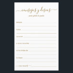 Advice e Desejo Espanhol<br><div class="desc">Estes textos manuscritos simples, modernos, mínimos, de cor dourados que os lençóis dos Consejos y Deseos são perfeitos para o seu chá de panela, janto de ensaio ou convidados de casamento se preencherem para o casal feliz. As pessoas vão adorar ter as ordens - tornam tão fácil deixar palavras amáveis...</div>