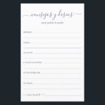Advice e Desejo Espanhol<br><div class="desc">Estes escritos simples, modernos, mínimos e empoeirados e roxos, manuscritos, os lençóis dos Consejos y Deseos são perfeitos para o seu chá de panela, janto de ensaio ou convidados de casamento preencherem para o casal feliz. As pessoas vão adorar ter as ordens - tornam tão fácil deixar palavras amáveis de...</div>