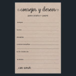 Advice e Desejo Espanhol<br><div class="desc">Estas folhas simples, pretas e brancas, rústicas, mínimas, escritas à mão, Conselhos e Desejos Espanhóis/Consejos y Deseos são perfeitas para ter chá de panela, janto de ensaio ou convidados de casamento preenchidos para o casal feliz. As pessoas vão adorar ter as ordens - tornam tão fácil deixar palavras amáveis de...</div>
