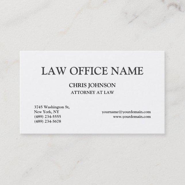 Advogado Negro e Branco Cartão de visita (Frente)