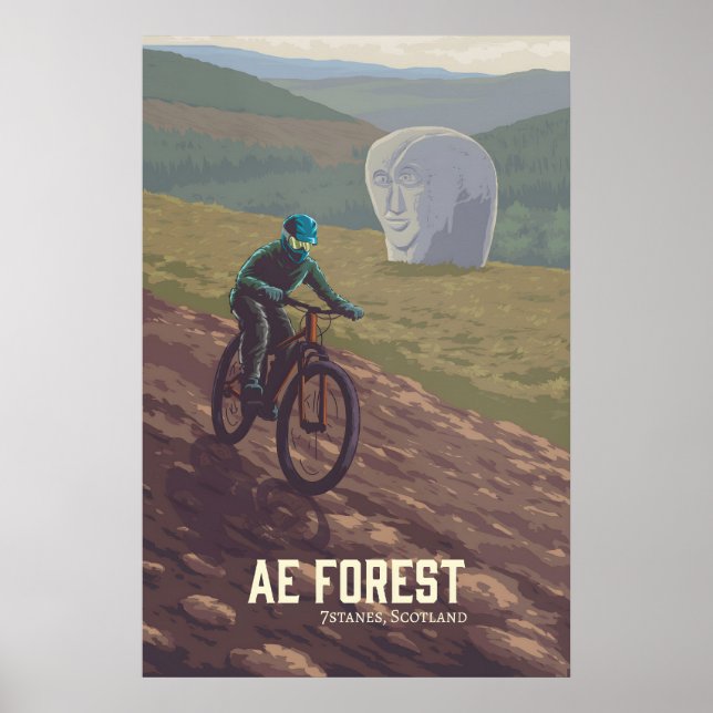 Ae Forest Mountain Biking Travel Poster (Frente)