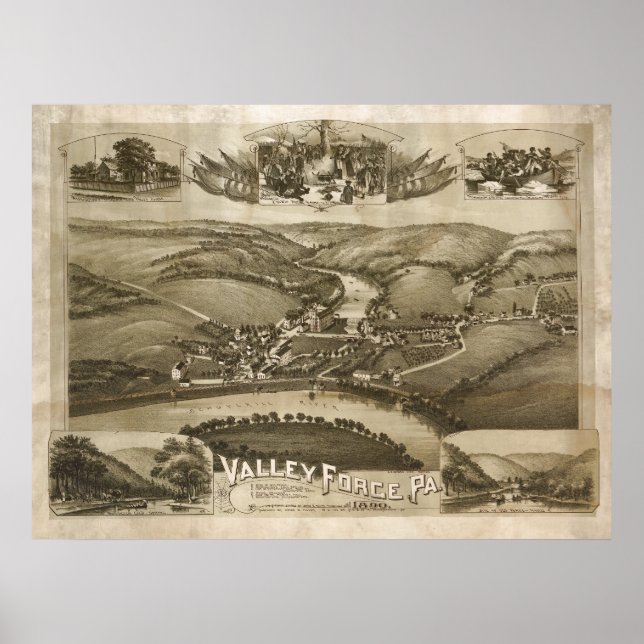 Aerial Map Valley Forge PA Poster da Pensilvânia (Frente)