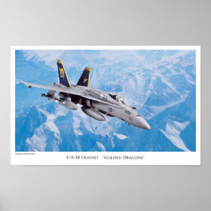 Aeronáutica Poster "F/A-18Dragões Ouros de Hornet"