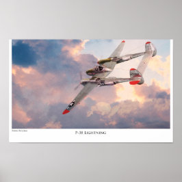 Aeronáutica Poster "P-38 Lightning"