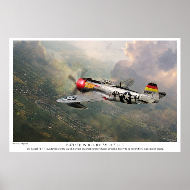Aeronáutica Poster "P-47D Thunderbolt "Saucy Sus" (Frente)