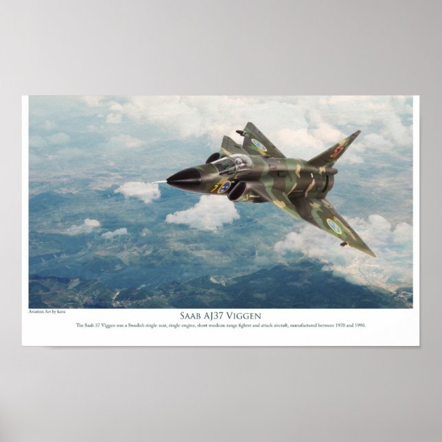 Aeronáutica Poster "Saab AJ37 Viggen" (Frente)