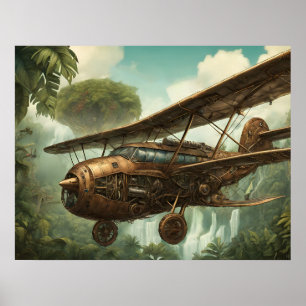 Aeronave Steampunk - Impressão de Arte