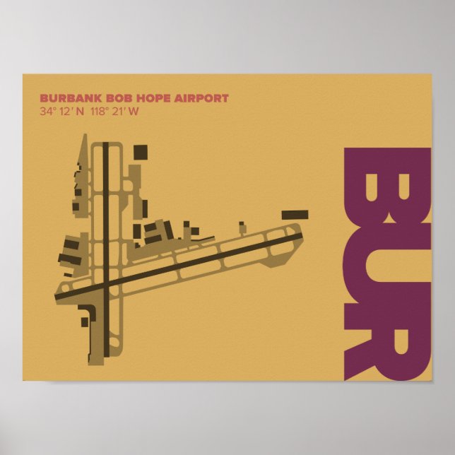 Aeroporto Burbank Bob Hope (BUR) Diagrama Poster (Frente)