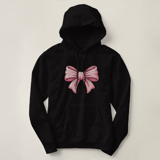 Aesthetic Pink Bow Coquette Pullover Hoodie  (Frente do Design)