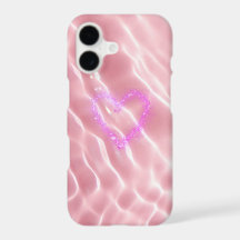 Aesthetic Pink Ondulação de Água Glitter Coração