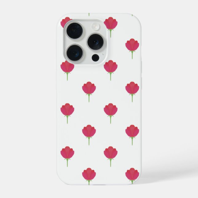 Aesthetic pink tulip flower pattern phone case (Verso)