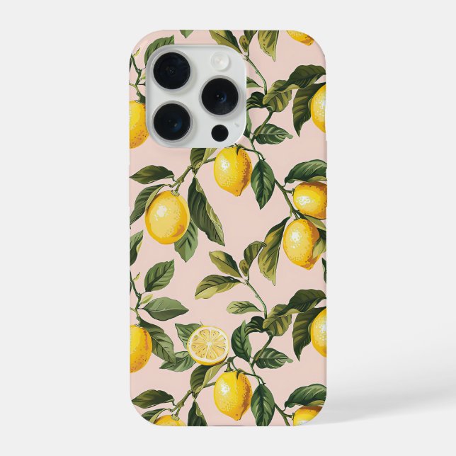 Aesthetic Summer Lemon Pattern iPhone Case (Verso)
