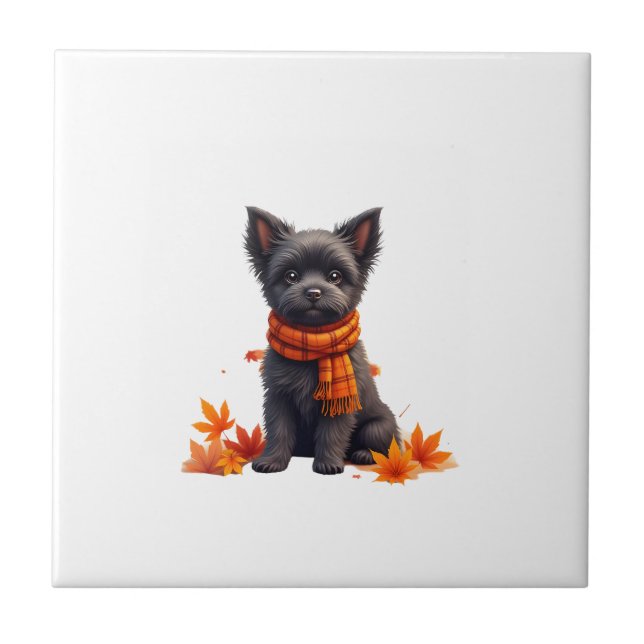 Affenpinscher With Heart Made Of Autumn Leaves (Frente)