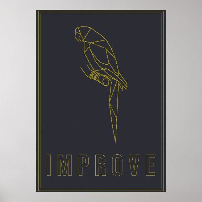 Affirmation poster of a yellow origami parrot (Frente)