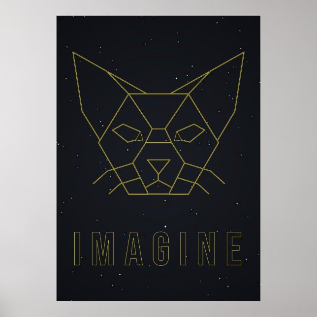 Affirmation poster origami cat with word imagine (Frente)