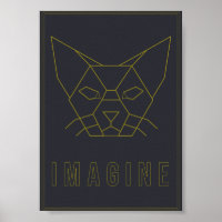 Affirmation poster with origami yellow cat
