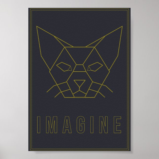 Affirmation poster with origami yellow cat (Frente)