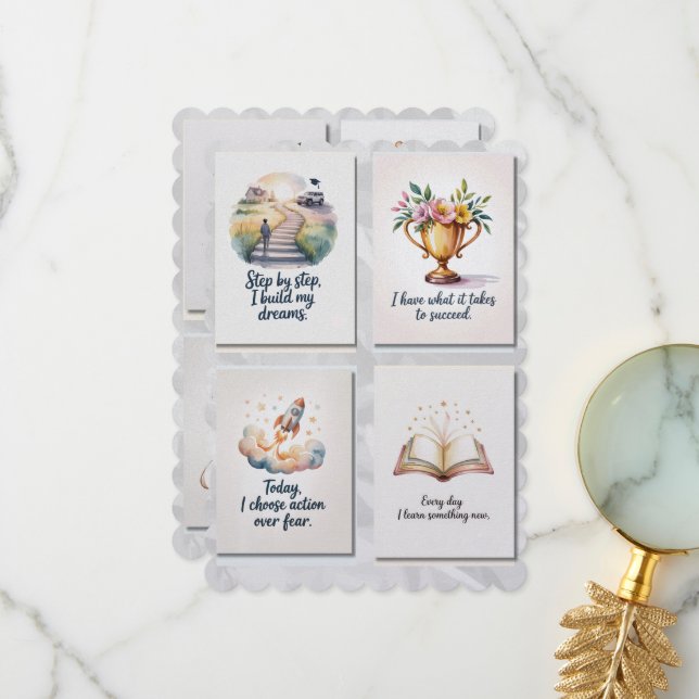 Afirmação de Cartões de Positividade com 8 Cotação (Frente/Verso In Situ)