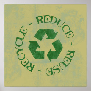 Afligido reduza o poster do reciclar reusar