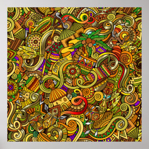 África Ilustração Poster de Arte