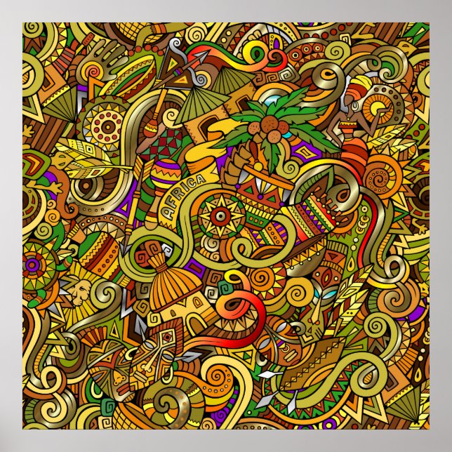 África Ilustração Poster de Arte (Frente)