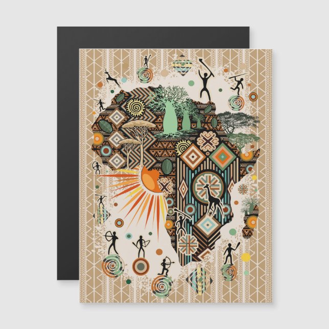 Africa Map Decorative Tribal Elements Pattern (Frente/Verso)
