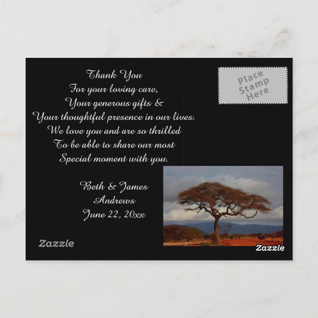 África Safari Romântica Bridal Obrigado Cartões (Verso)