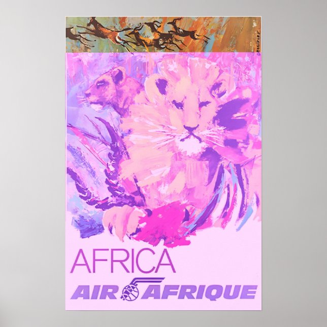 Africa Travel Poster Air Afrique Print African Art (Frente)