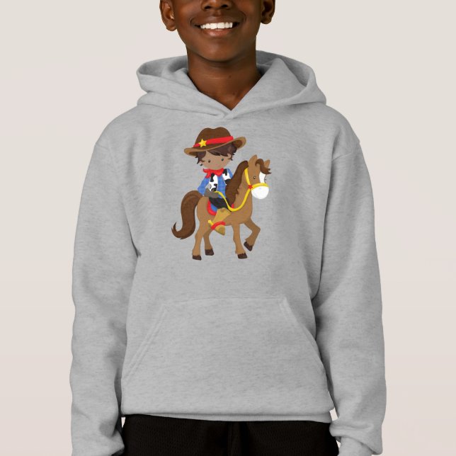 African American Boy, Cowboy, xerife, cavalo (Frente)